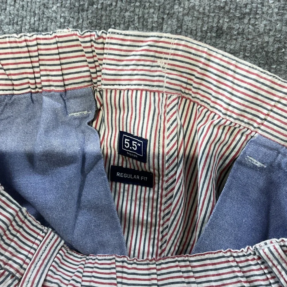 Mens Red White Blue Striped Shorts 5.5 Inch Inseam Regular Fit Size Small